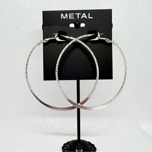 METAL - from Kohl’s 2.5 inch Large Flat Silver Hoop Earrings